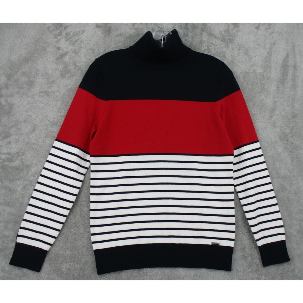 Tommy Hilfiger Sweater Womens Size S Turtleneck Nautical Preppy Sporty Heritage